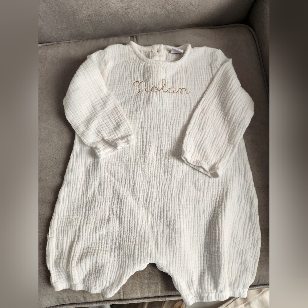 Muslin Romper With Nolan Embroidery